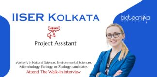 Project Assistant Job at IISER Kolkata. Master’s in Natural & Life Sciences. IISER Kolkata jobs. The Nature Conservancy India project.