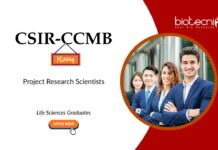 Molecular Biology Job at CSIR-CCMB, For Project Research Scientist Roles. Job in Hyderabad. Life sciences candidates, Apply Now.