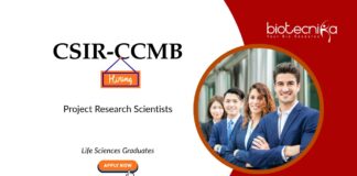 Molecular Biology Job at CSIR-CCMB, For Project Research Scientist Roles. Job in Hyderabad. Life sciences candidates, Apply Now.