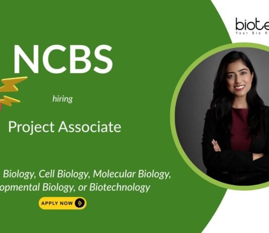 Biology Research Job Opportunity at NCBS, Bangalore. Life Sciences Research career. Cell Biology, Molecular Biology, or Biotech grads, Apply.