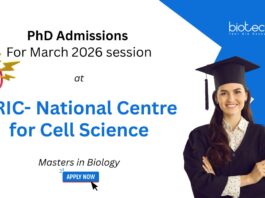 PhD Admissions in Biology at the National Centre for Cell Science, March 2026 session. NCCS Pune PhD Admission. Research in Modern Biology.
