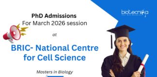 PhD Admissions in Biology at the National Centre for Cell Science, March 2026 session. NCCS Pune PhD Admission. Research in Modern Biology.