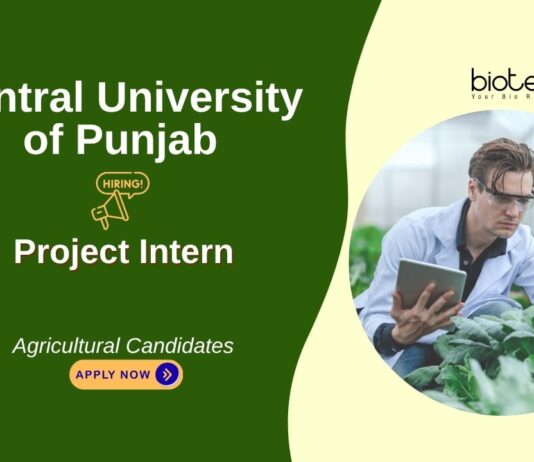 Agricultural Intern Opportunity at Central University of Punjab. Short-term internship with SERB-DST project on groundwater depletion. Apply