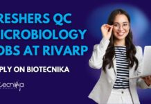 Freshers QC Microbiology Jobs at Rivarp