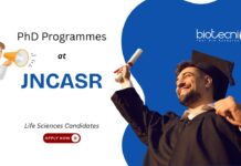 PhD Programmes at JNCASR. Multiple Programmes For Life Sciences Candidates. jncasr recruitment. Msc jobs. Apply Now