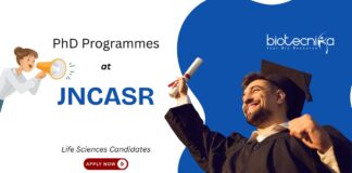 PhD Programmes at JNCASR. Multiple Programmes For Life Sciences Candidates. jncasr recruitment. Msc jobs. Apply Now