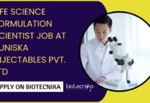 Life Science Formulation Scientist Job at Puniska Injectables Pvt. Ltd