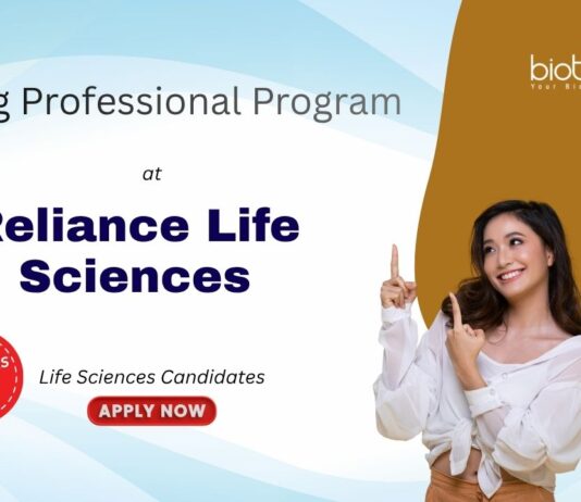 Life Sciences Jobs at Reliance Life Sciences - Young Professional Program 2025 for Freshers. Biosimilars Manufacturing.
