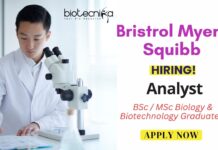 Job at Bristol Myers Squibb - Analyst Role in Hyderabad | BSc / MSc Biology & Biotechnology Graduates Apply