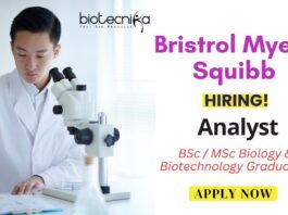 Job at Bristol Myers Squibb - Analyst Role in Hyderabad | BSc / MSc Biology & Biotechnology Graduates Apply