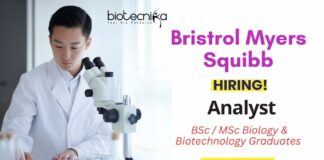 Job at Bristol Myers Squibb - Analyst Role in Hyderabad | BSc / MSc Biology & Biotechnology Graduates Apply