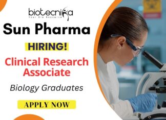 Sun Pharma Hiring for Clinical Research Associate Role – BS & MS Biology Graduates Apply Now Clinical Job at Sun Pharma - Jobs in Bangalore Biology Graduates Apply Now