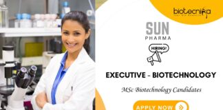 Executive – Biotechnology Job at Sun Pharma Baroda MSc Candidates Apply Now