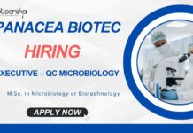 MSc Microbiology Jobs: Panacea Biotec is Hiring for the position of Executive – QC Microbiology - Apply Now