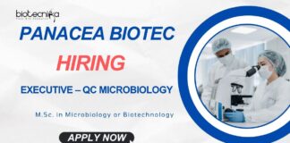 MSc Microbiology Jobs: Panacea Biotec is Hiring for the position of Executive – QC Microbiology - Apply Now