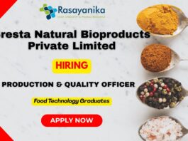 Food Technology Job | Sresta Natural Bioproducts Hyderabad