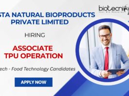 Food Technology Jobs at Sresta Natural Bioproducts Private Limited Apply for Associate TPU Operation Food tech job Role Now! QA Role