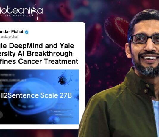 Google DeepMind and Yale University AI Breakthrough Redefines Cancer Treatment. AI model from Google DeepMind and Yale University highlighting cancer cells for advanced immunotherapy research