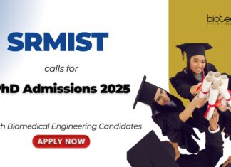 PhD Admissions 2025 at SRMIST, Kattankulathur. Pursue PhD in Biomedical Sciences with fellowship & research labs. Apply Now