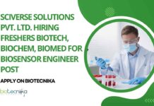 Freshers Biotech Jobs at Sciverse Solutions Pvt. Ltd.