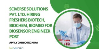 Freshers Biotech Jobs at Sciverse Solutions Pvt. Ltd.