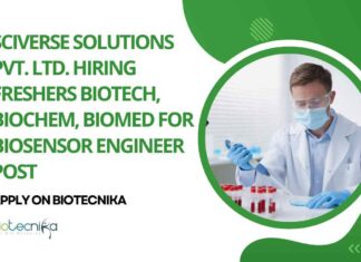 Freshers Biotech Jobs at Sciverse Solutions Pvt. Ltd.