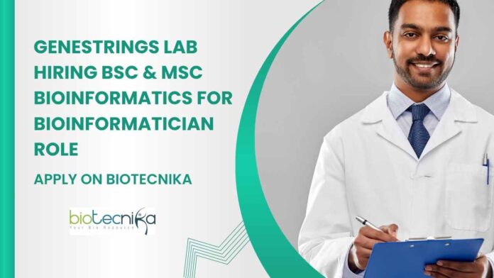 Bioinformatician Jobs at Genestrings Lab