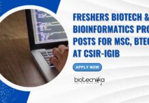Bioinformatics Freshers Job Vacancies
