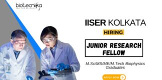 IISER Kolkata Job for Biophysics Graduates Attend the Walk-In Interview for the JRF Position