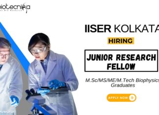 IISER Kolkata Job for Biophysics Graduates Attend the Walk-In Interview for the JRF Position