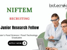JRF Vacancies at NIFTEM MSc Food Science Candidates Apply Now