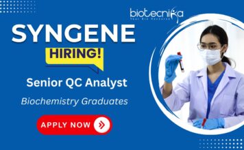 Senior QC Analyst – Biologics Jobs For Biochemistry Candidates at Syngene, Apply Online Syngene Careers | Senior QC Analyst - Biologics Role in Bangalore - Biochemistry Jobs