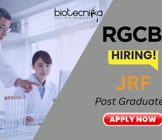 Junior Research Fellow Vacancy | RGCB Careers 2025 - Molecular Biology Jobs