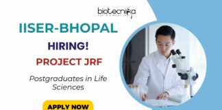 Junior Research Fellow Vacancy at IISER Bhopal - Apply Now