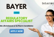 Life Science Job at Bayer - Apply Now for the Regulatory Affairs Specialist Role!
