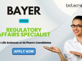 Life Science Job at Bayer - Apply Now for the Regulatory Affairs Specialist Role!