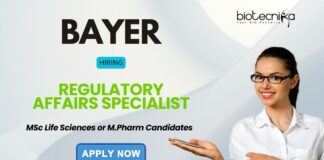 Life Science Job at Bayer - Apply Now for the Regulatory Affairs Specialist Role!