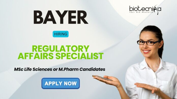Life Science Job at Bayer - Apply Now for the Regulatory Affairs Specialist Role!