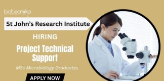 Microbiology Job at St John's Research Institute Apply Now for Project Technical Support Role