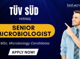 Openings for MSc Microbiology Jobs Apply for Senior Microbiologist Role at TUV SUD Careers