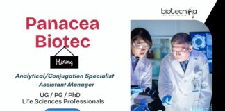 Panacea Biotec Hiring AnalyticalConjugation Specialist - Assistant Manager Life Science Professionals Apply Now