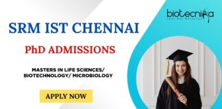 PhD Admissions Life Sciences: SRM IST Chennai invites applications for PhD Admission 2025