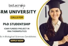 PhD Position in RNA Therapeutics at SRM University Apply Now to work in ICMR-funded Project!