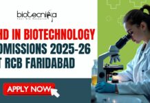 PhD in Biotechnology Admissions 2025-26 At RCB Faridabad - Life Science Candidates Apply Now Biotechnology Research PhD 2025