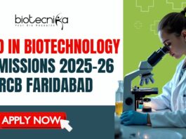 PhD in Biotechnology Admissions 2025-26 At RCB Faridabad - Life Science Candidates Apply Now Biotechnology Research PhD 2025