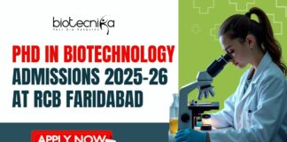 PhD in Biotechnology Admissions 2025-26 At RCB Faridabad - Life Science Candidates Apply Now Biotechnology Research PhD 2025