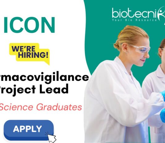 Pharmacovigilance Job Vacancy in Bangalore & Chennai - Project Lead Position in Drug Safety Apply Now