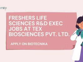 Freshers Life Sciences R&D Exec Jobs