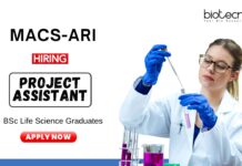 Project Assistant Job at MACS-ARI BSc Life Science Graduates Apply Online