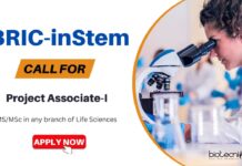 MSc Life Science Jobs: BRIC-inStem Call for the Role Project Associate-I - Apply Now